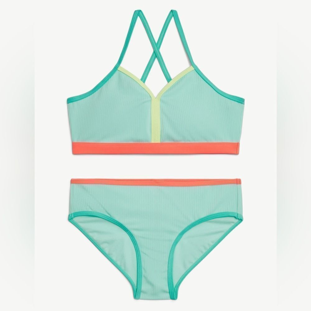 Justice Girls 2pc Bikini Blue & Pink Set(Size Small 7/8)